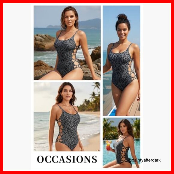 Slimming Crisscross Lace Up One Piece Swimsuit with Adjustable Straps - Picture 6 of 7